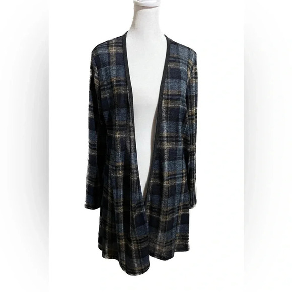 Anthro Comme Toi plaid lightweight open front cardigan small - Picture 1 of 8